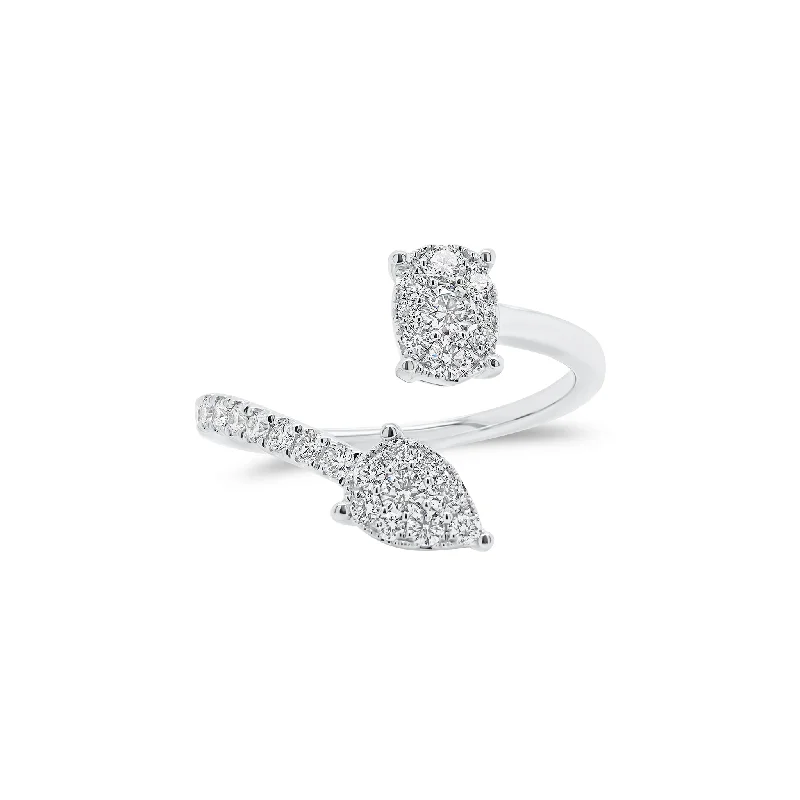 Rhinestone - Embellished Fashion Rings in Silver - Tone Metal for a Glamorous TouchDiamond Oval & Pear Wrap Ring