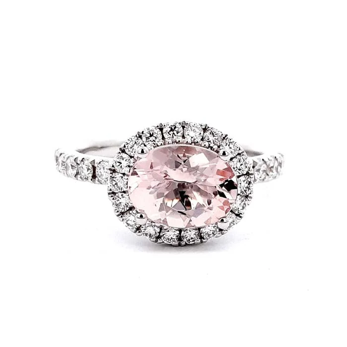 Stackable Fashion Rings in Rose - Gold Tone with Delicate Floral EngravingsCharles Krypell Pastel Collection Ring with Morganite and Diamonds in 18K White Gold