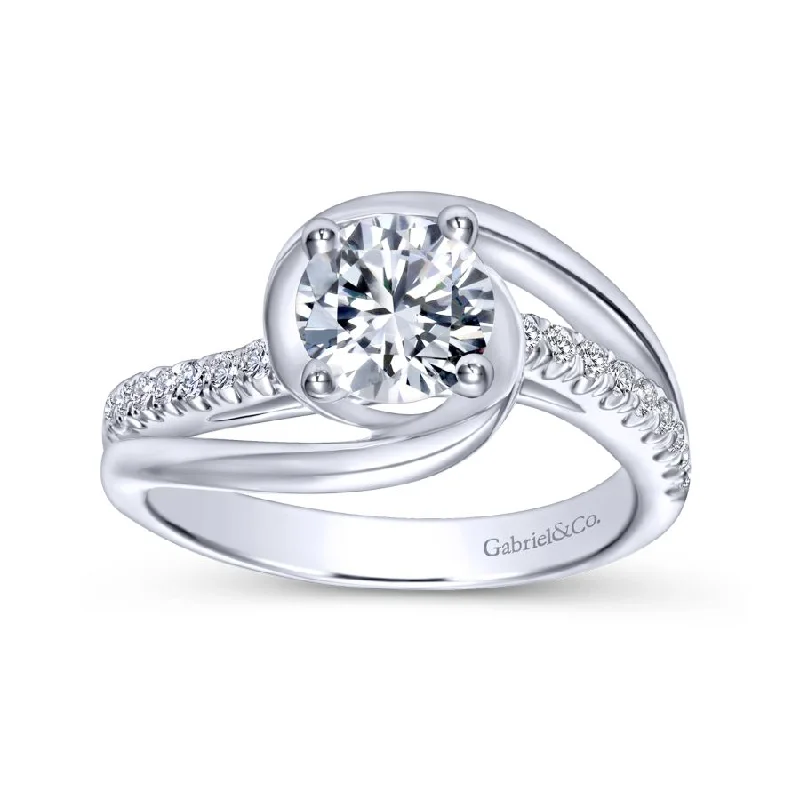 Cushion - cut diamond engagement ring with a halo of moissanite in a silver - plated bandGabriel & Co. Lucca Diamond Engagement Ring