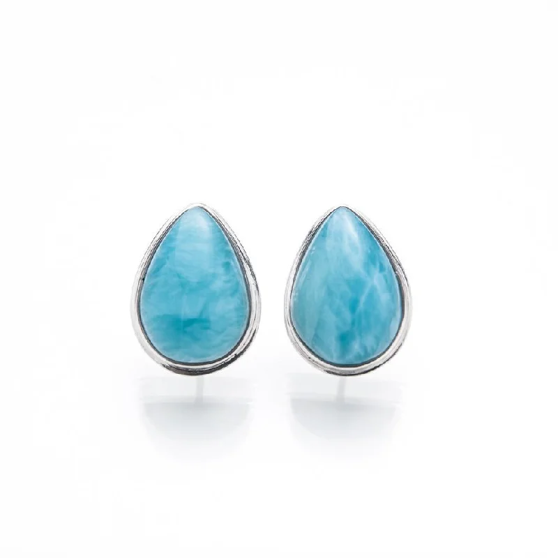 Multicolored Bead - Embellished Stud Earrings in Turquoise and Coral for a Tropical LookTeardrop Larimar Earrings Oona