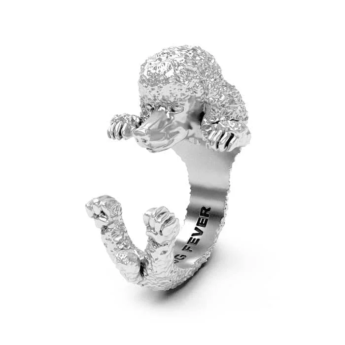 Enamel - Coated Fashion Rings in Bright Colors with Animal - Print PatternsDog Fever Poodle Hug Ring, Sterling Silver