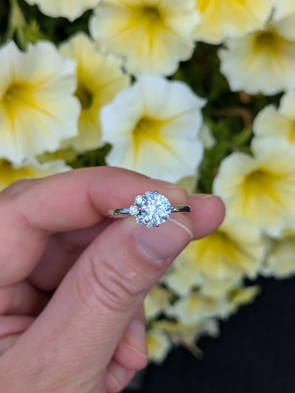 Men's Tanzanite Engagement Rings in Palladium with a Three - Stone ArrangementAsymmetrical Semi-Mount