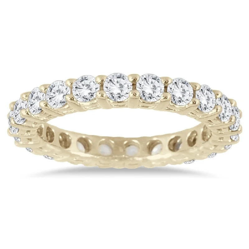 Art Deco - Inspired Women's Diamond Rings with Geometric Designs and Baguette - Cut Diamonds2 Carat TW 14K Yellow Gold Diamond Eternity Band