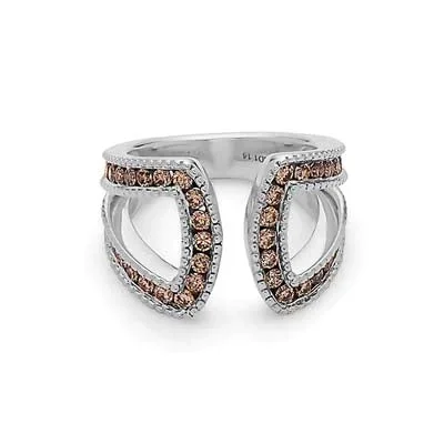 Enamel - Coated Fashion Rings in Bright Colors with Animal - Print PatternsCharles Krypell Brown Diamond Open Wrap Ring in Sterling Silver