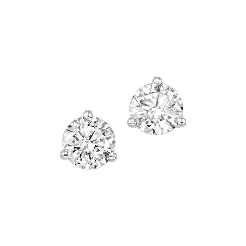 Three - stone diamond engagement ring in rose gold, symbolizing past, present, and futureLab Grown Diamond Martini-Set Diamond Stud Earrings - 1.50 ctw