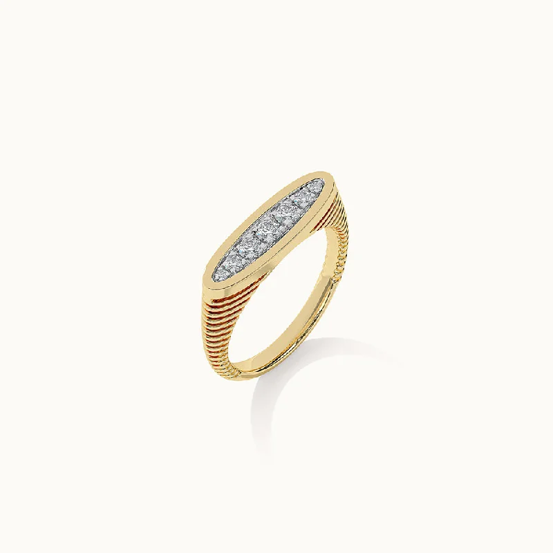 Geometric - Shaped Fashion Rings in Titanium with Iridescent InlaysFine Oval Diamond Band