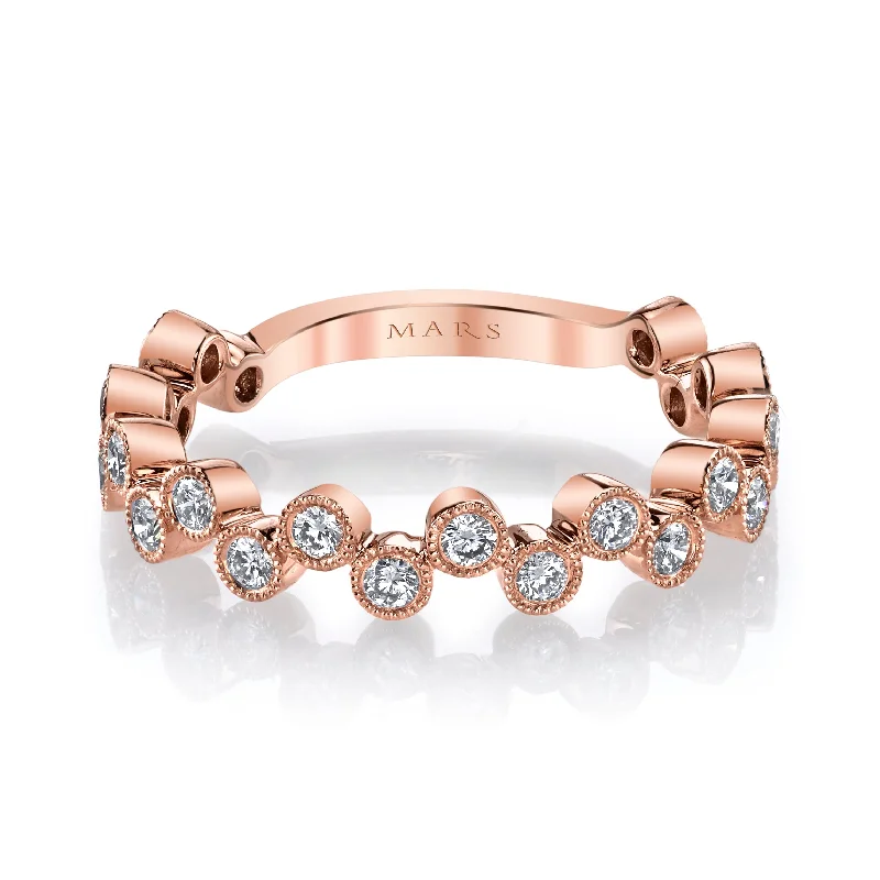 Minimalist Fashion Rings in Stainless Steel with a Single Solitaire Crystal14K Rose Gold 0.53ct. Diamond Bezel Set Stackable Fashion Ring