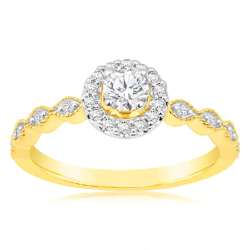 Tennis - Style Women's Diamond Rings with a Continuous Row of Diamonds for a Classic and Versatile LookLuminesce lab Grown 9ct Yellow Gold 0.40 Carat Diamond Solitaire Fancy Ring