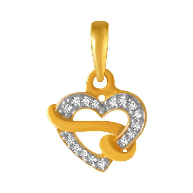 Pear - Shaped Women's Diamond Rings in Yellow Gold with a Single - Diamond Pendant Look14k Heart With Kalka Style  Gold Pendent