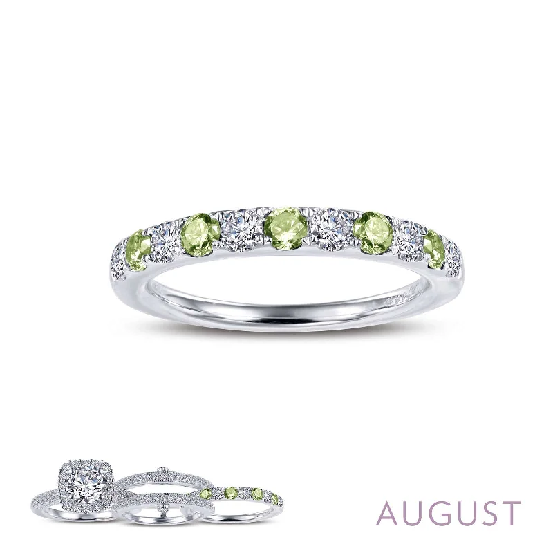 Fashion Rings with Initial Charms in Silver - Plated Metal for a Custom AccessoryLafonn Simulated Diamond & Genuine Peridot August Birthstone Stackable Ring BR004PDP