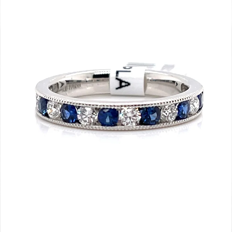 Open - Band Fashion Rings in Sterling Silver with Gemstone InlaysBremer Jewelry Channel Set Sapphire and Diamond Fashion Ring in Platinum (0.96ctw)