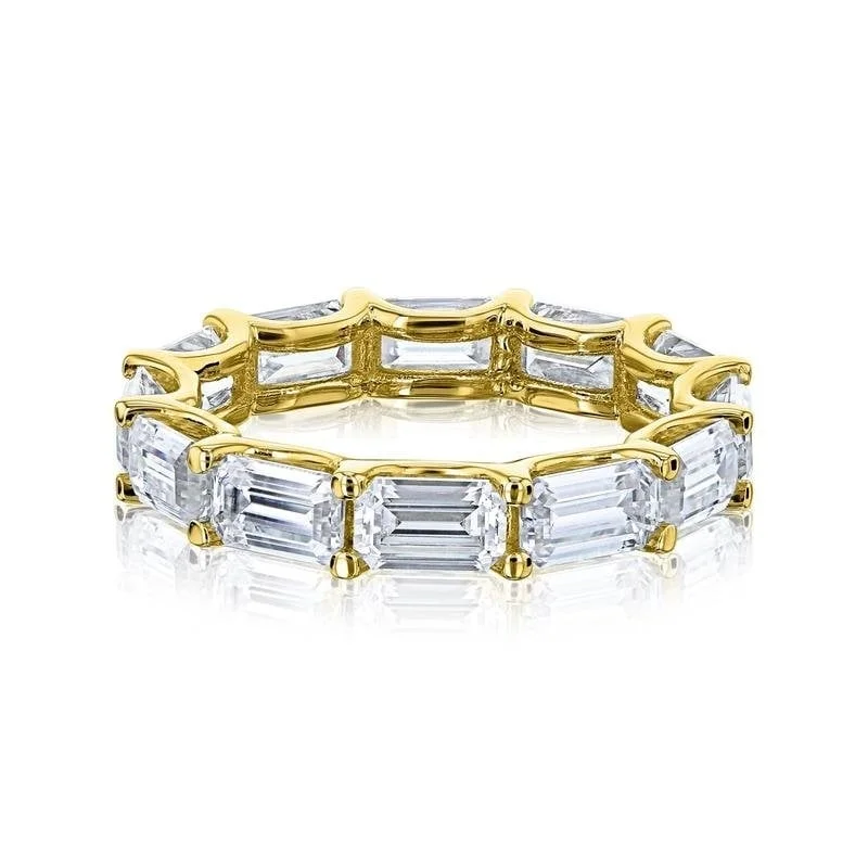 Three - Stone Women's Diamond Rings Symbolizing Past, Present, and Future with Emerald - Cut DiamondsAnnello by Kobelli 14k Gold East West Lab Grown Diamond (5x3mm) Eternity Ring (DEF/VS)