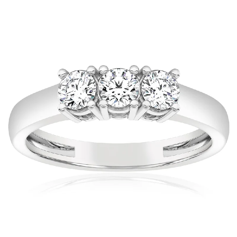 Tennis - Style Women's Diamond Rings with a Continuous Row of Diamonds for a Classic and Versatile LookLuminesce Lab Grown 60pt Diamond Trilogy Ring in 9ct White Gold