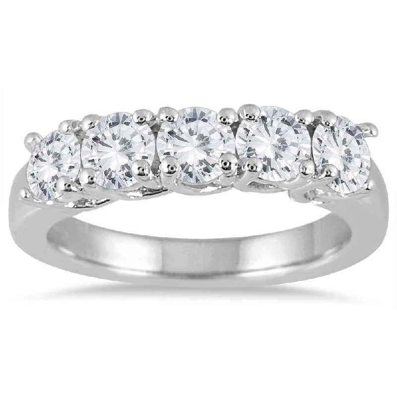 Cluster - Style Women's Diamond Rings with Multiple Small Diamonds Arranged in a Stunning PatternMarquee Jewels 14k White Gold 1 1/2ct TDW Prong Set 5-stone Diamond Wedding Band