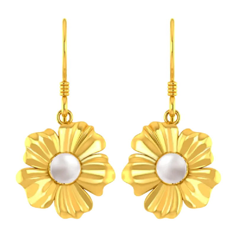 Women's Diamond Rings with Side - Stone Pave Setting for a Sparkling and Continuous Shine14k Flower Shaped Earrings With Gold Petals And A Pearl In Between