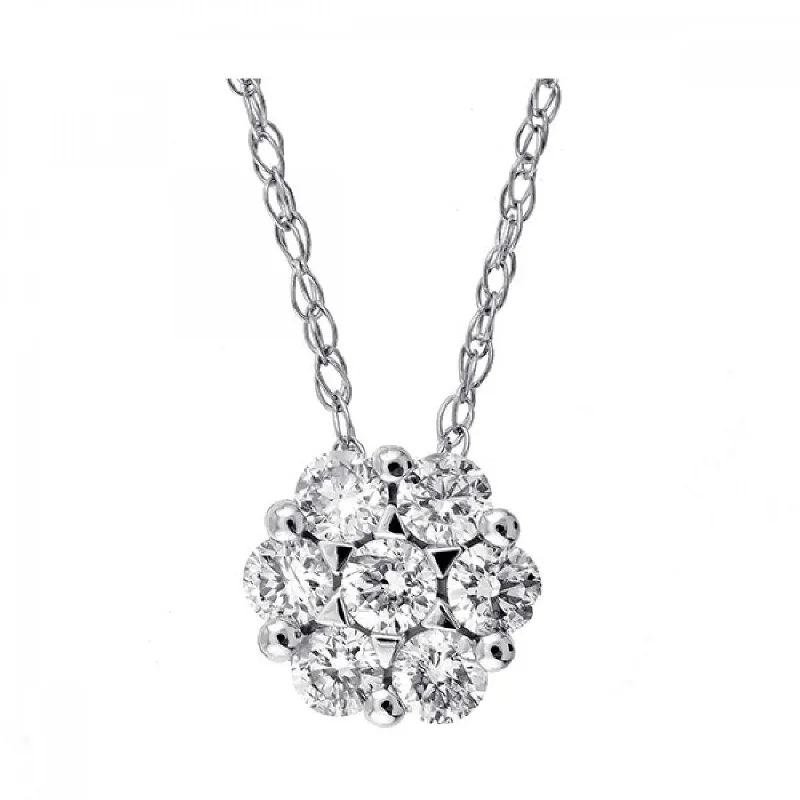 Radiant - cut diamond engagement ring with a bezel - set center stone in 18K yellow goldTimeless White Gold Diamond Cluster Pendant Necklace, 0.25 cttw