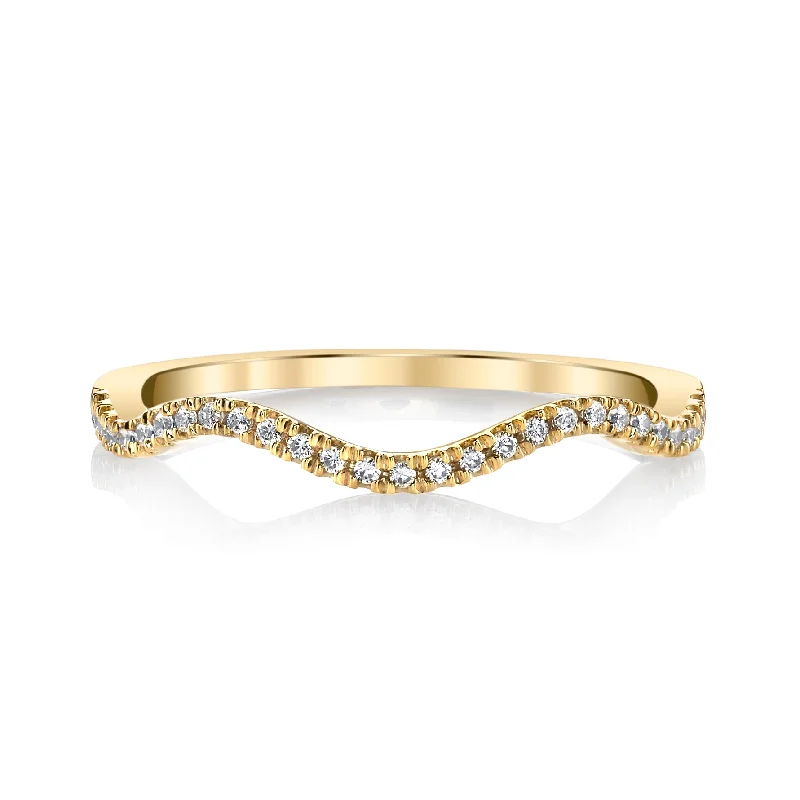 Geometric - Shaped Fashion Rings in Titanium with Iridescent Inlays14K Yellow Gold 0.11ct. Curving Diamond Fashion Ring