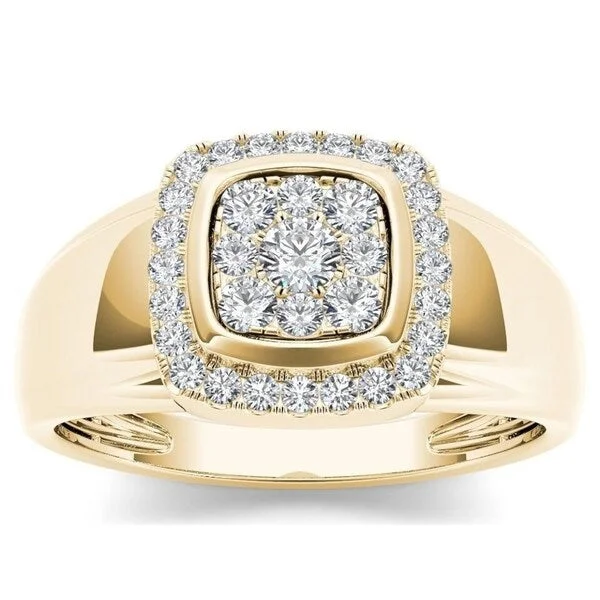 Channel - Set Women's Diamond Rings with Diamonds Securely Held in a Metal Groove for DurabilityDe Couer IGI Certified 10k Yellow Gold Men's 1/2ct TDW Diamond Men's Cluster Ring