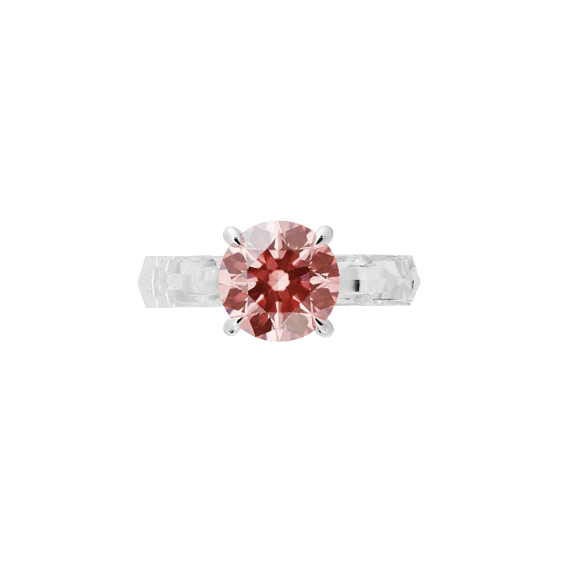 Minimalist Fashion Rings in Stainless Steel with a Single Solitaire CrystalRING II in Pink