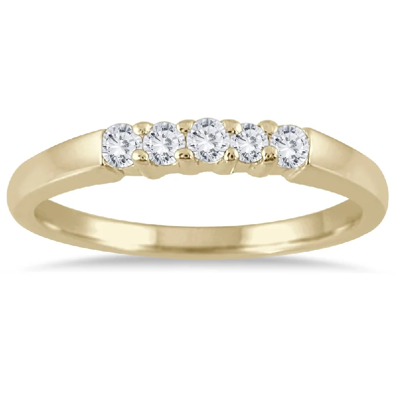 Halo - Style Women's Diamond Rings with a Center Diamond Surrounded by Smaller Diamonds in 18K GoldMarquee Jewels 10k Yellow Gold 1/4ct TDW Prong Set 5-stone Diamond Band