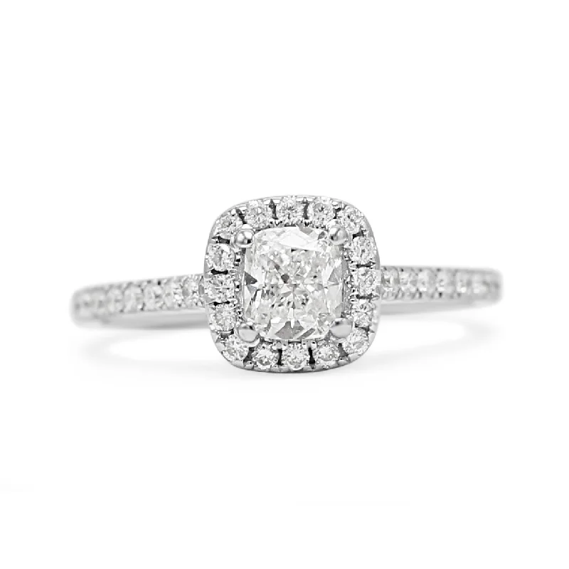 Halo - Style Women's Diamond Rings with a Center Diamond Surrounded by Smaller Diamonds in 18K GoldGIA Certificated Cushion Diamond Halo Ring