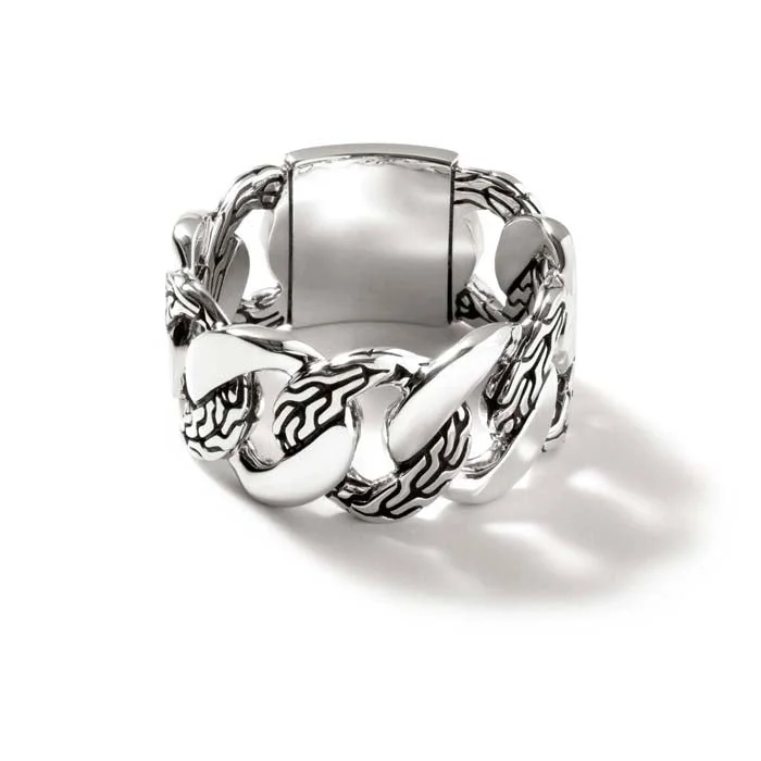 Fashion Rings with Initial Charms in Silver - Plated Metal for a Custom AccessoryJohn Hardy Curb Link Band Ring in Sterling Silver - Size 10