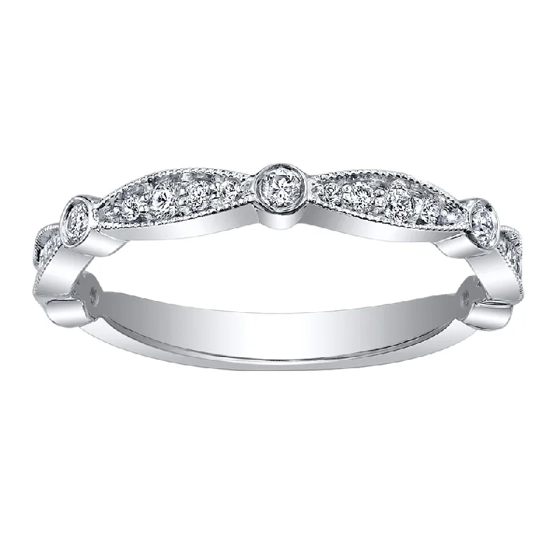 Channel - Set Women's Diamond Rings with Diamonds Securely Held in a Metal Groove for DurabilityDiamond Band with Milgrain Detailing