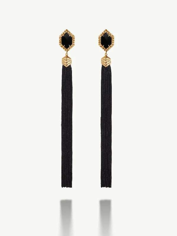 Amethyst and diamond engagement ring in a 18K gold and silver two - tone settingAlexandria Tassel Earrings With Black Onyx Agate  in 18K Yellow Gold