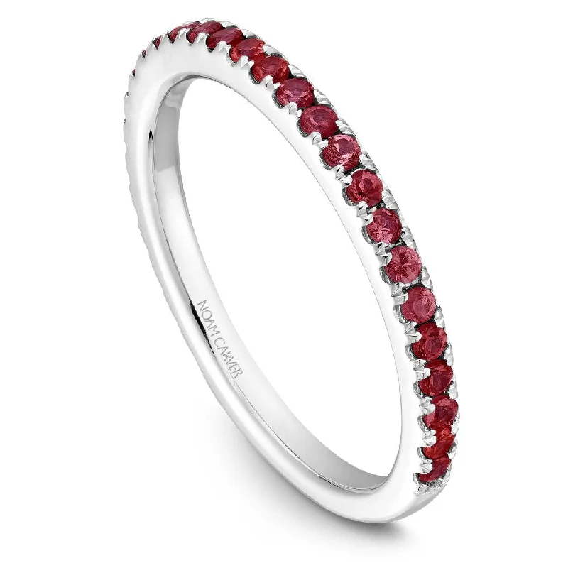 Minimalist Fashion Rings in Stainless Steel with a Single Solitaire CrystalNoam Carver Stackable Collection 0.36cttw. Ruby Fashion Ring STA2-1-R