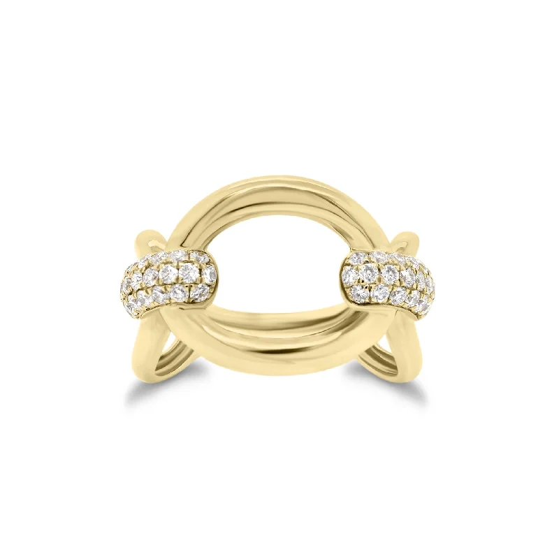 Statement - Making Fashion Rings in Gold - Plated Brass with Oversized Cubic Zirconia StonesDiamond Bold Loop Ring