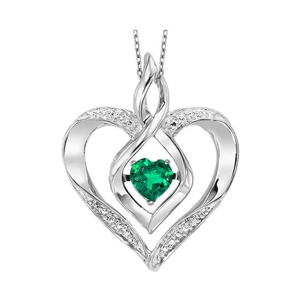 Cushion - cut diamond engagement ring with a halo of moissanite in a silver - plated bandLab-Created Emerald Heart Pendant by Rhythm of Love