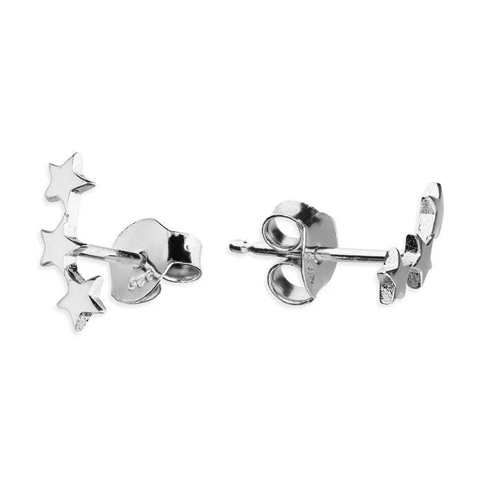 Adjustable - Back Crystal Stud Earrings in Clear for a Sparkling and Versatile PieceThree Stars Stud Earrings