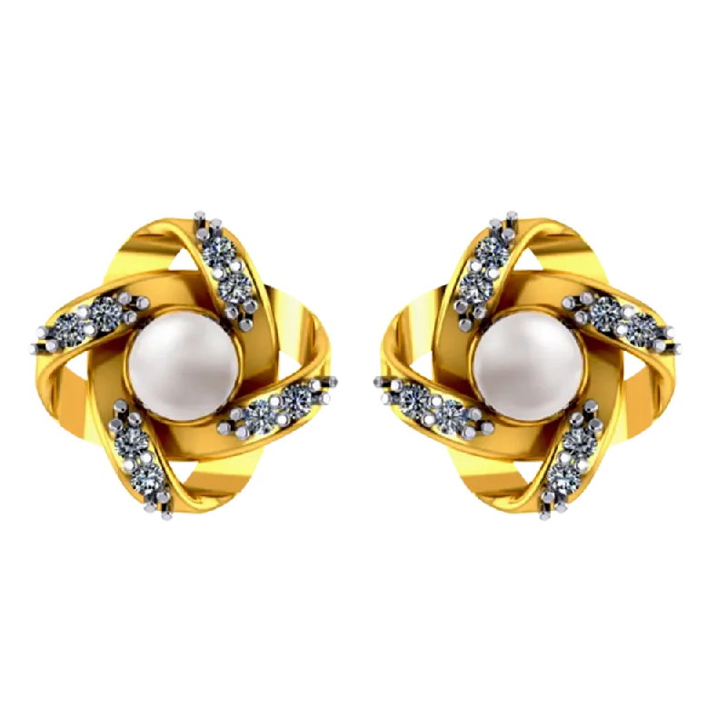 Signature - Design Women's Diamond Rings with a Brand - Specific Pattern and High - Quality Diamonds14k Floral 3d Gold Earrings With Pearl And Stone Design