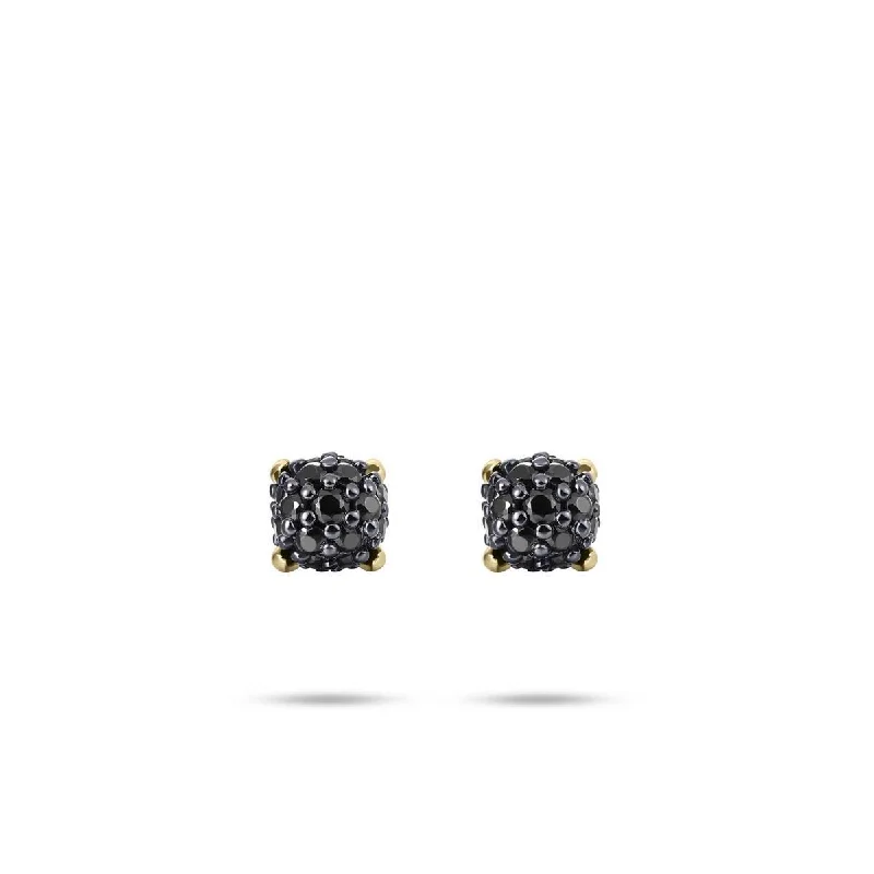 Two - Tone Gold and Silver Plated Clover Stud Earrings for a Lucky and Stylish SymbolGold Vermeil Silver Black Pave Cubic Zirconia Stud Earrings