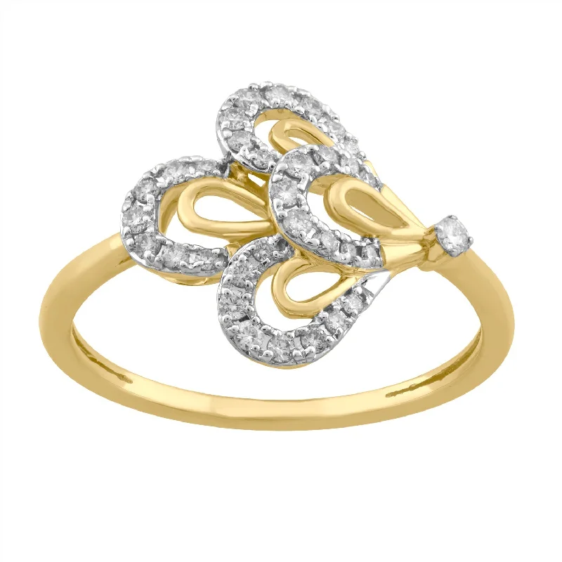 Women's Diamond Rings with Side - Stone Pave Setting for a Sparkling and Continuous Shine18K YG Fancy Diamond Ring-1pc