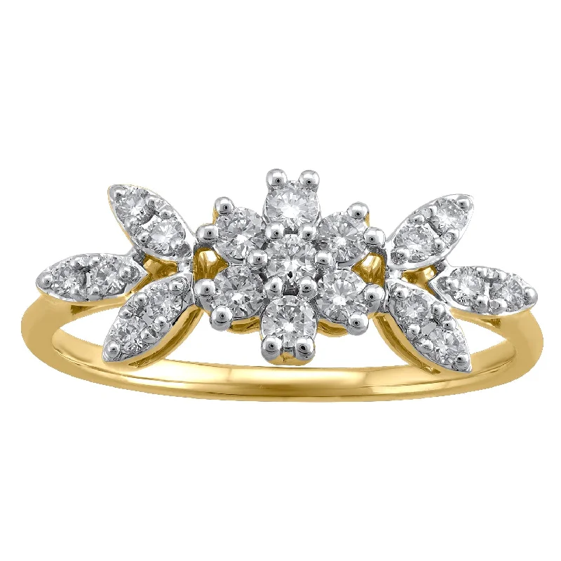 Cushion - Cut Women's Diamond Rings in Platinum with a Soft and Romantic Appearance14K YG Cluster Diamond Ring-1pc