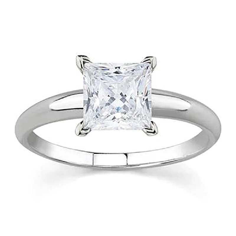 Cushion - Cut Women's Diamond Rings in Platinum with a Soft and Romantic AppearanceAGS Certified 3/4 Carat Princess Diamond Solitaire Ring in 14K White Gold (J-K Color, I2-I3 Clarity)