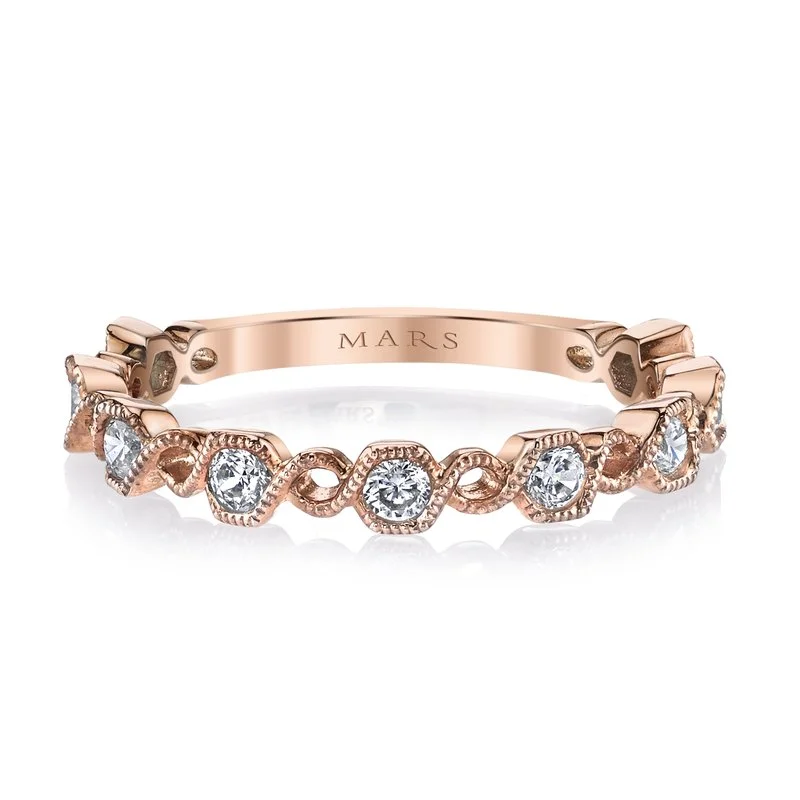 Rhinestone - Embellished Fashion Rings in Silver - Tone Metal for a Glamorous Touch14K Rose Gold 0.37ct. Diamond Milgrain Detailing Stackable Fashion Ring