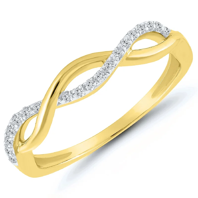 Heart - shaped diamond engagement ring with a hidden halo in 14K rose goldYellow Gold Diamond Infinity Twist Band Ring, 0.10 cttw