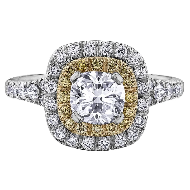 Marquise - Cut Women's Diamond Rings in Palladium for a Unique and Elongated ShapeFancy Yellow and White Canadian Diamond Ring