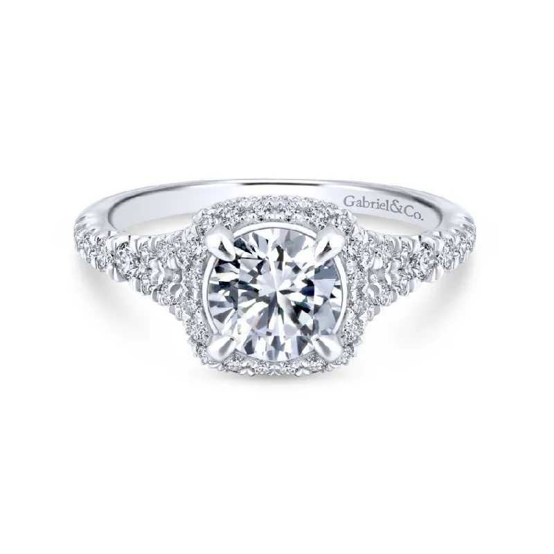 Princess - cut diamond engagement ring with a pavé - set band in platinumThyme Engagement Ring Setting