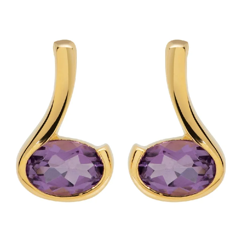 Vintage - Inspired Filigree - Worked Stud Earrings in Gold - Tone for an Antique AestheticUnique & Co Gold Vermeil Amethyst Stud Earrings