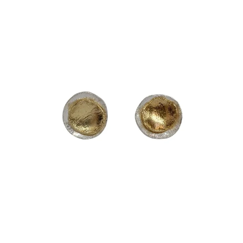 Magnetic - Back Stud Earrings in Black for Easy and Comfortable WearDouble Disc Gold and Silver Stud Earrings