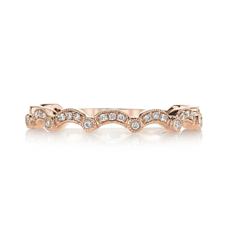 Chunky Fashion Rings in Copper with Geometric Patterns for a Bold Accessory14K Rose Gold 0.12ct. Diamond Scalloped Stackable Fashion Ring