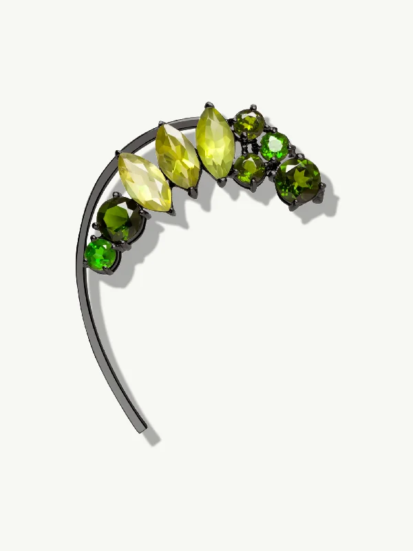 Asscher - cut diamond engagement ring with a pavé - set eternity band in platinumIsadora Ear Cuff with Vibrant Green Precious Gemstones In Blackened Silver