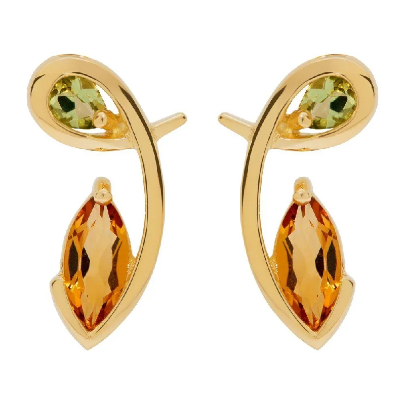 Kids' Plastic Animal - Shaped Stud Earrings in Bright Colors for a Fun and Safe AccessoryUnique & Co Gold Vermeil Citrine and Peridot Stud Earrings