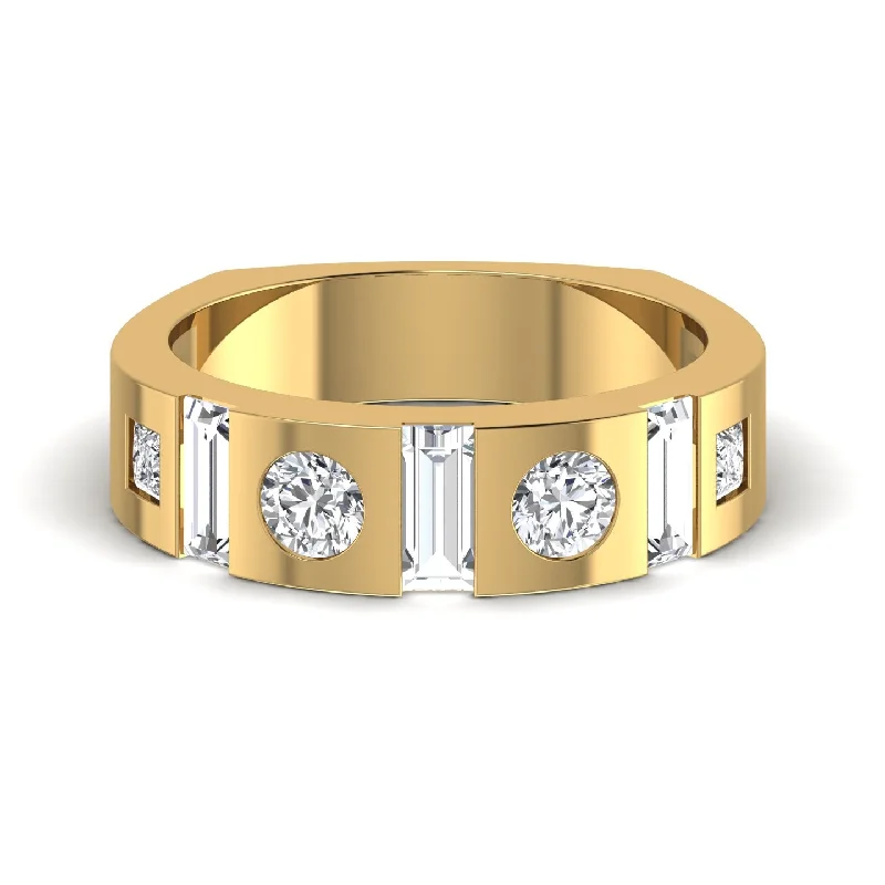 Men's Tourmaline Engagement Rings in 18K Two - Tone Gold with a Floral - Inspired SettingMen's Gold Designer Lab Diamond Ring