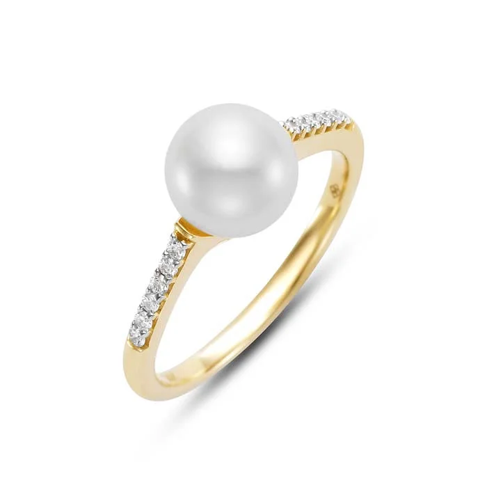 Knuckle - Duster Fashion Rings in Black - Plated Metal with Spike DetailsMastoloni 8-8.5mm Freshwater Cultured Pearl Ring with Diamonds in 14K Yellow Gold