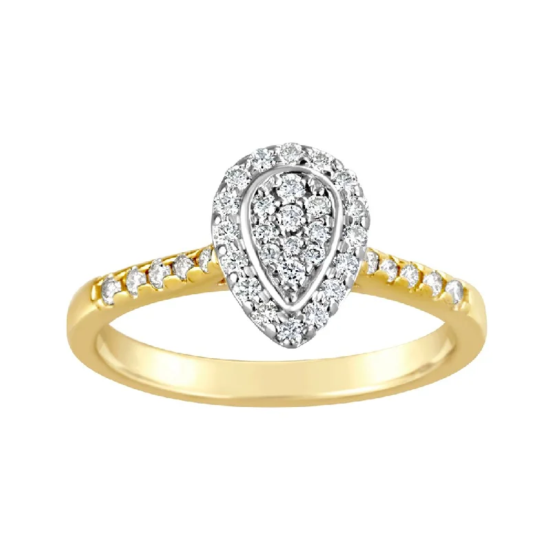 Princess - Cut Women's Diamond Rings in White Gold with a High - Clarity Diamond for a Modern Look9ct Yellow Gold Pear Shape Diamond Halo Engagement Ring