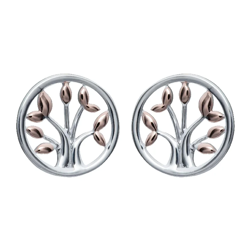 Rose Gold - Tone Geometric - Patterned Stud Earrings for a Modern and Trendy LookUnique & Co Tree of Life Stud Earrings - 18ct Rose Gold Vermeil